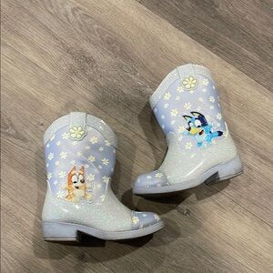Kids Glittery Blue Character Rain Boots
